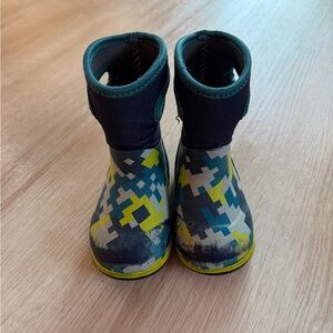 Bogs Kids Blue and Yellow Rain Boots